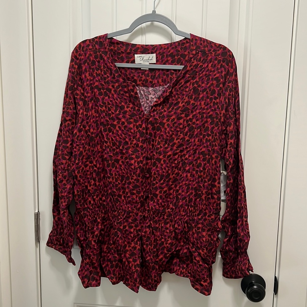 NWT Café Marrakesh Club & Resort Long Sleeved Peplum Top